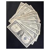 (12) $1 US Silver Certificates
