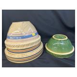 (3) Stoneware Banded Mixing Bowls