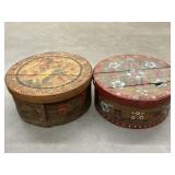 (2) Paint Decorated Cheese Boxes