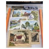 Assortment Watercolors w/ Pencil Sketch