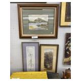 Framed Watercolor w/ 2 Framed Prints