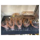 Assortment Pink Depression Glassware