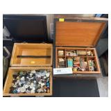 (2) Hinged Top Boxes w/ Sewing Supplies