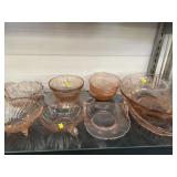 Assortment Pink Depression Glassware