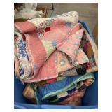 Storage Tote w/ Misc. Comforters