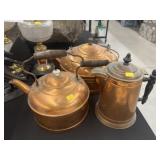 (3) Copper Coffee Pots