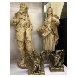 (2) Plaster Figurines w/ Bookends