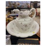 English Porcelain Pitcher & Bowl