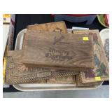 Carved Wood & Chocolate Hinged Top Boxes