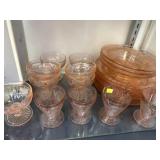 Assortment Pink Depression Glassware