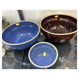 (3) Stoneware Mixing Bowls