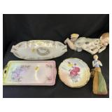 Porcelain Figurine w/ Svg. Trays & Cleaning Brushe
