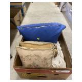 Box of Decorative Pillows & Table Covers