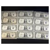 (12) US $1 Silver Certificates