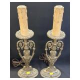 (2) Brass Plated Electric Mantle Lusters