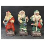 (3) Cast Metal Santa Figurines