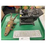 Boot Jack w/ Miniature Cast Metal Stove