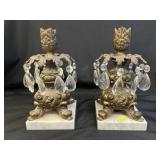 (2) Brass Mantle Lusters