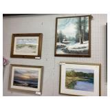 (3) Framed Watercolors w/ Oil on Canvas