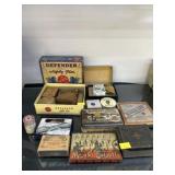 Asst. Vintage Tins, Toilet Soap & Sewing Scissors