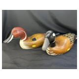 (2) Machine Carved Wood Duck Decoys