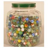 Large Glass Jar w/ Glass Marbles