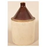 5-Gallon Keystone Brown & White Stoneware Jug