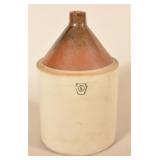 6-Gallon Keystone Brown & White Stoneware Jug