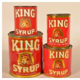 Stack of Vintage King Syrup Advertising Tins