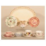 Group of Antique China Cups/Saucers/Platter