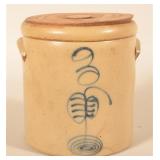 3-Gallon Freehand-Decorated Crock w/ Wood Lid