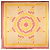Antique Star Pattern Hand-Stitched Quilt