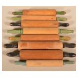 8 Vintage Painted Handle Wood Rolling Pins