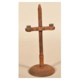 Primitive Wood Turned Tabletop Candle Stand
