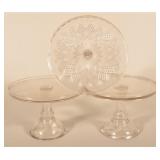 3 Antique Glass Cake Displays