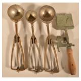 4 Vintage Nickel-Plated Ice Cream Scoops