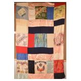Patriotic WWI Silk US Marine Corps & Army Quilt