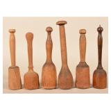 Group Primitive Wood Turned Food Mashers