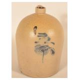 3-Gallon Stoneware Salt-Glazed Blue Decorated Jug