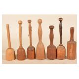 Group of 7 Vintage Wood-Turned Food Mashers