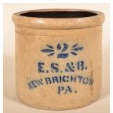 2-Gallon E.S.&B. Wide Mouth Storage Crock