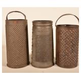3 Vintage Primitive Round Graters