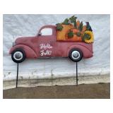 Metal Truck Yard Art With Fall Harvest Decor