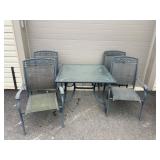 Metal Patio Set With Glass Table And 4 Chairs