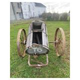 Wooden Barrel Water Wagon on Iron Wheels