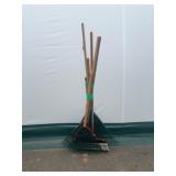 Garden Tools Lot: Rakes and Brushes
