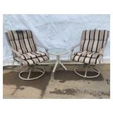 Patio Swivel Chairs With Cushions & Glass Table