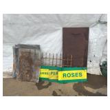 Metal Sheets, Rusted Grate, Signs