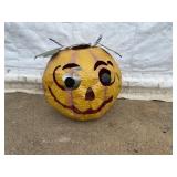 Metal Pumpkin Decor With Leaf Accents