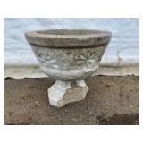 Concrete Planter with Floral Motif, 16 in. D